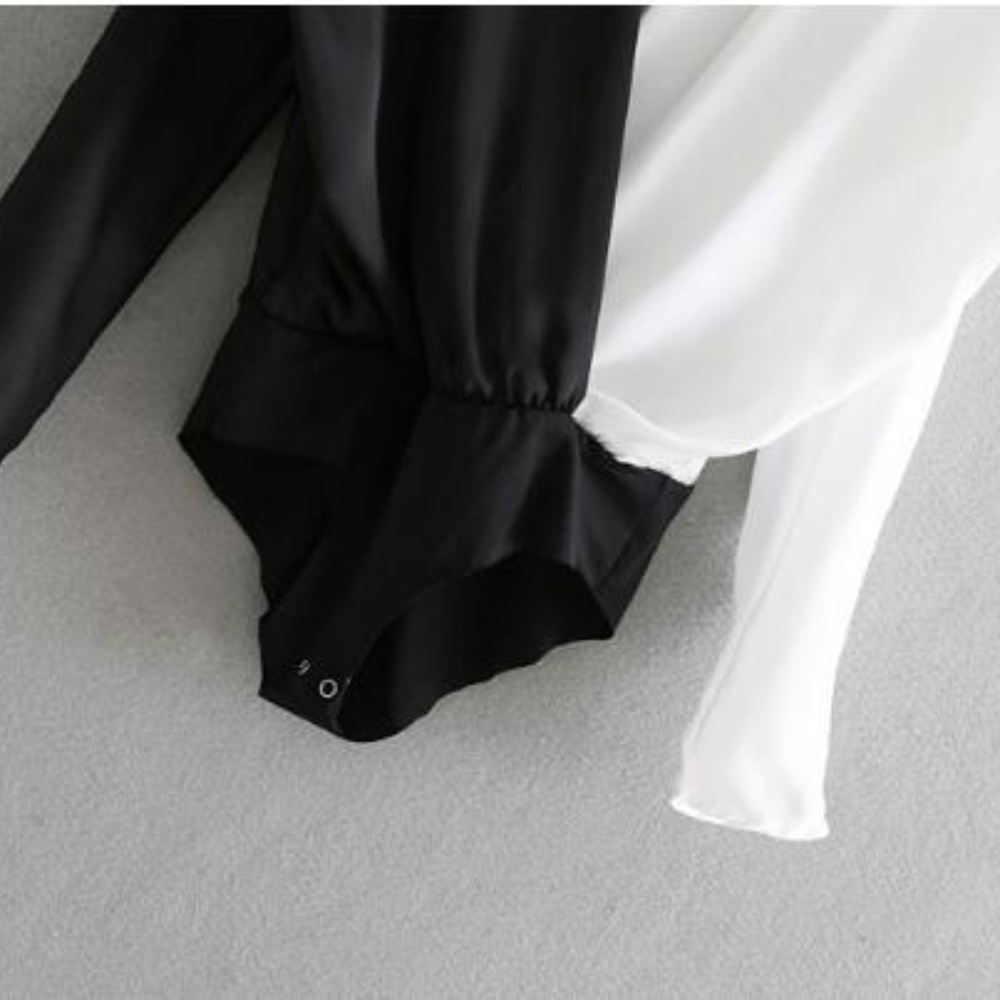 {boutique item} TWO-TONED CROSSOVER BODYSUIT - Picture 5 of 7